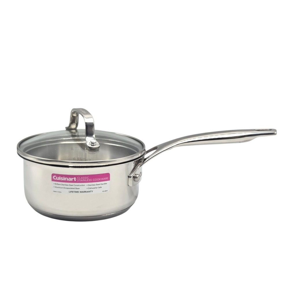 Cuisinart Classic Stainless Cookware 1.0Qt  Saucepan‎ With Lid Induction Ready
